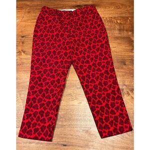 Talbots Hampshire Ankle Pants‎ 12P Curvy Red Leopard Print Cotton Blend
